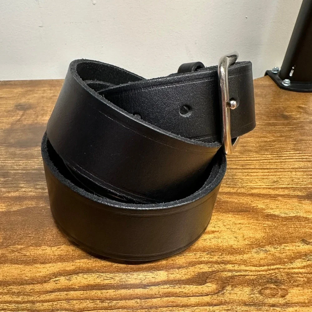 Boston Leather 6606 Mens Belt Black Size 52 Made in USA Work Uniform Belt